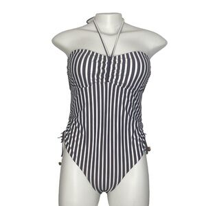 NEW TIGERLILY Devina Ponoma Blue White Striped Nautical One Piece Swimsuit M
